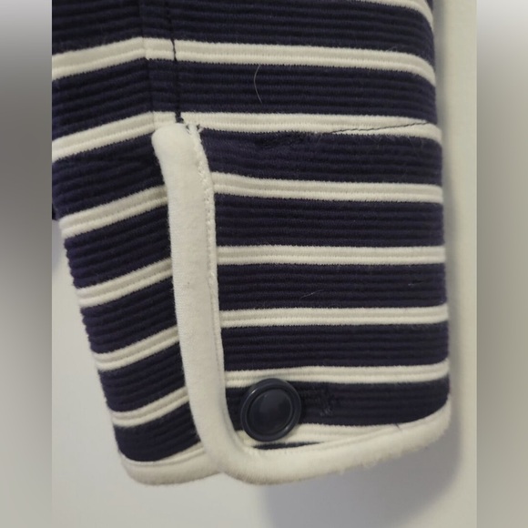 Retro Anthropologie Navy & White Striped Soft Blazer Jacket Double Breasted - Picture 8 of 16